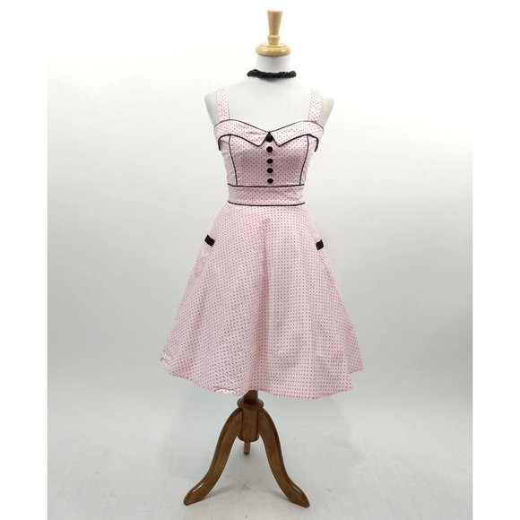Hell Bunny Vanity Dotted Dress in Pink - Picture 4 of 8